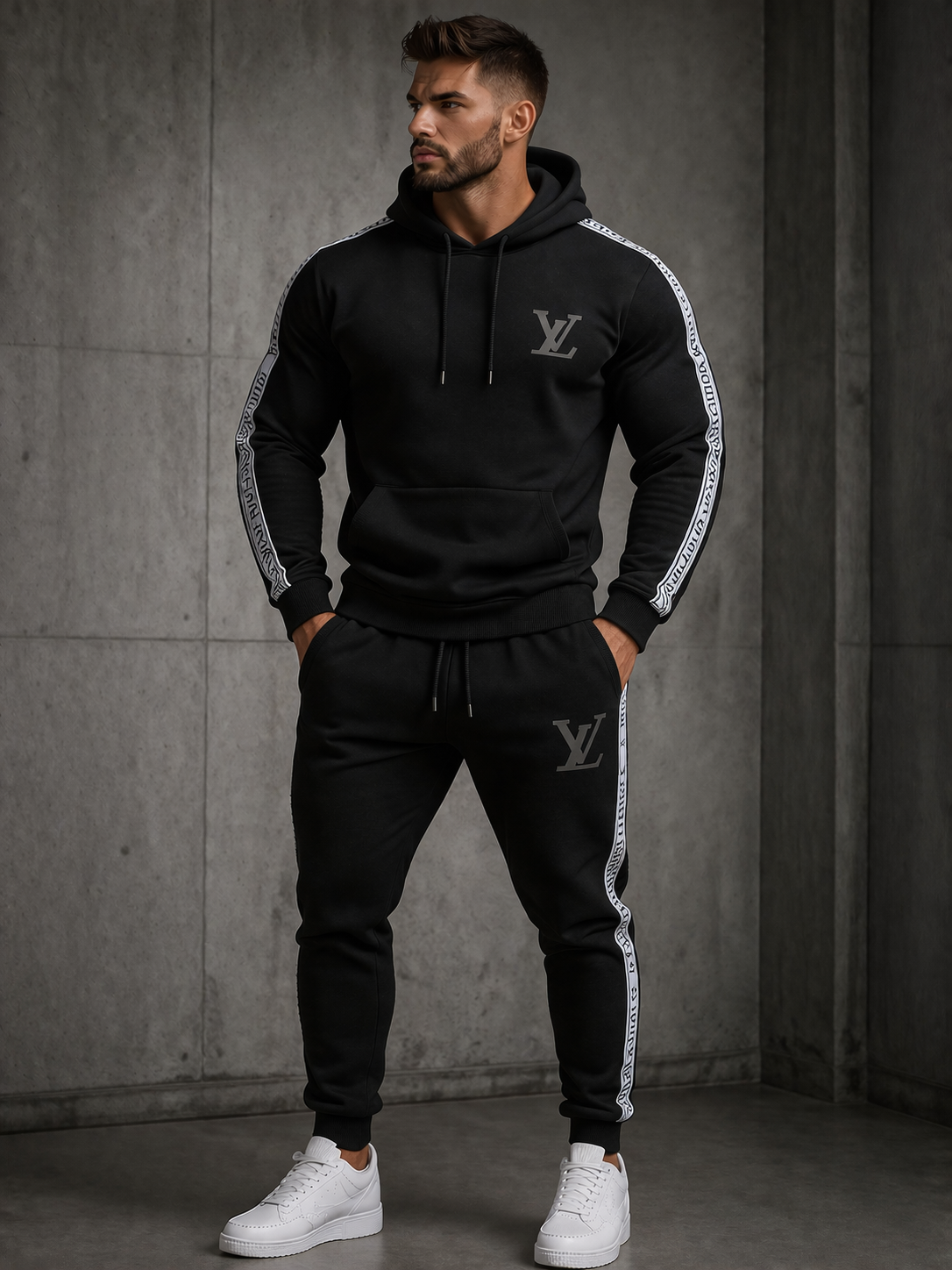 Ensemble LV Hoodie Bandes