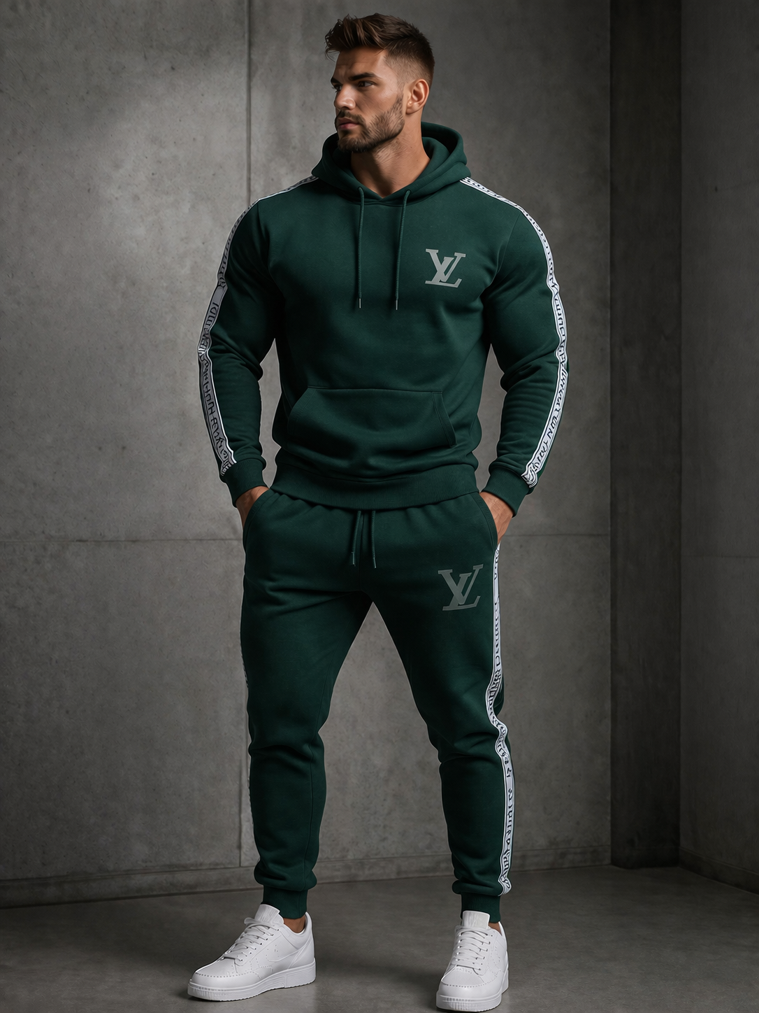 Ensemble LV Hoodie Bandes